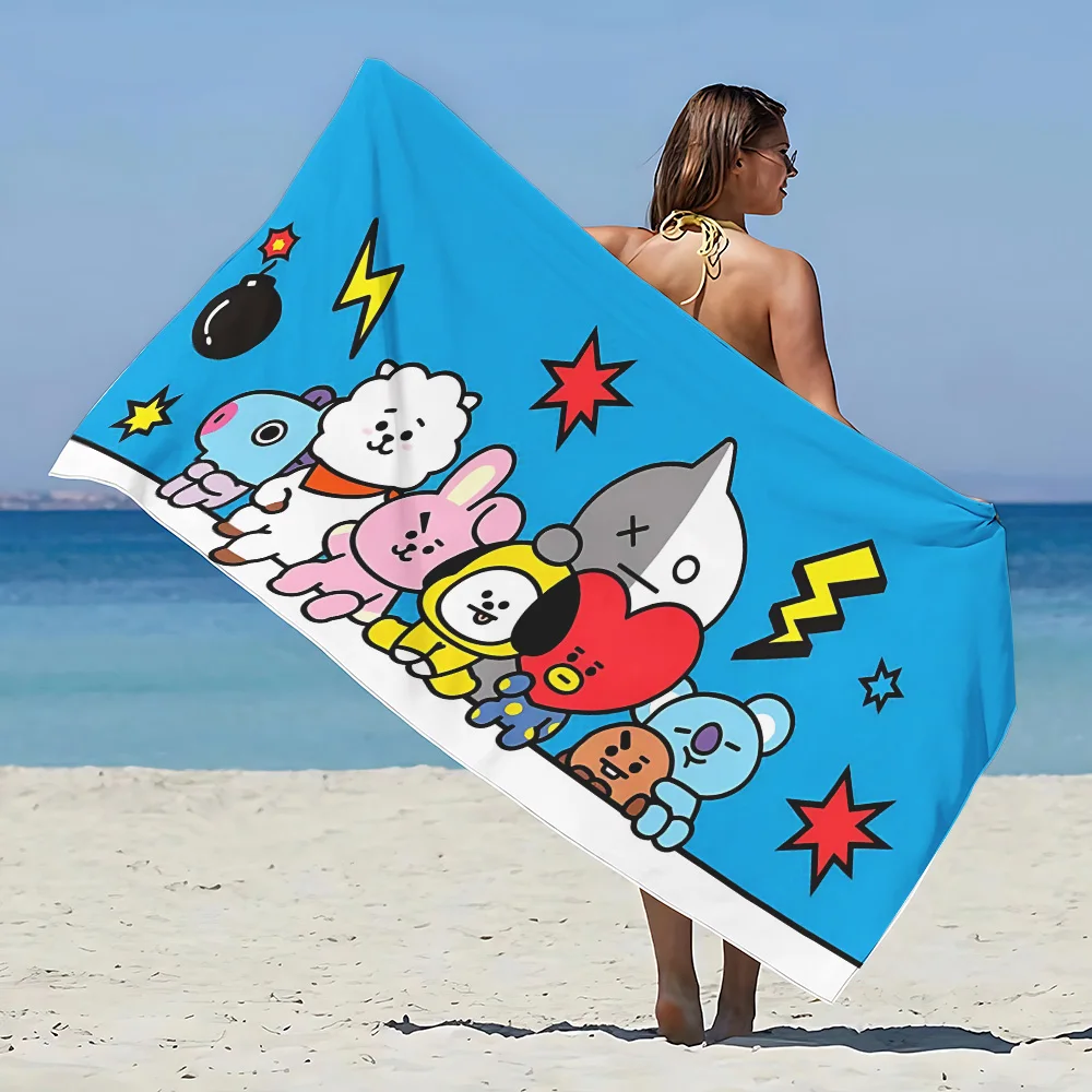 Beach Towel Microfiber Sand Free Quick Dry Soft Sandproof Pool Towels Gift for Cartoon B-B-BT21 Women Travel Shower 5