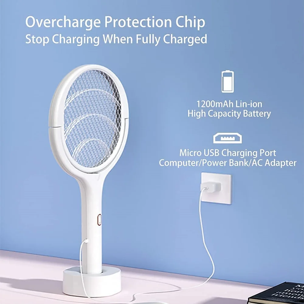 

3500V Electric Flies Swatter Uv Light Mosquito Killer Lamp Anti Insect Bug Zapper Mosquito Trap Racket Usb Rechargeable Led Lamp