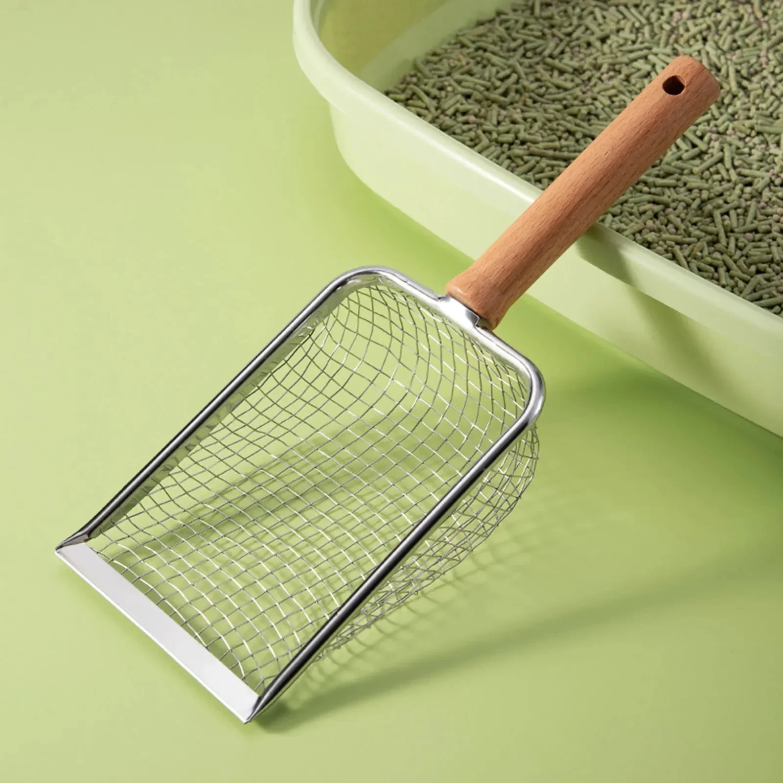 Non-stick Reptile Sand Shovel Stainless Steel Fine Mesh Cat Litter Scoop Pet Feces Cleaning Tools Cat Sand Shovel Pet Supplies