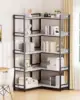 Large 5-Tier Corner Bookshelf - Modern Tall Corner Shelf Storage Display Rack with Sturdy Metal Frame - Perfect for Livin 2