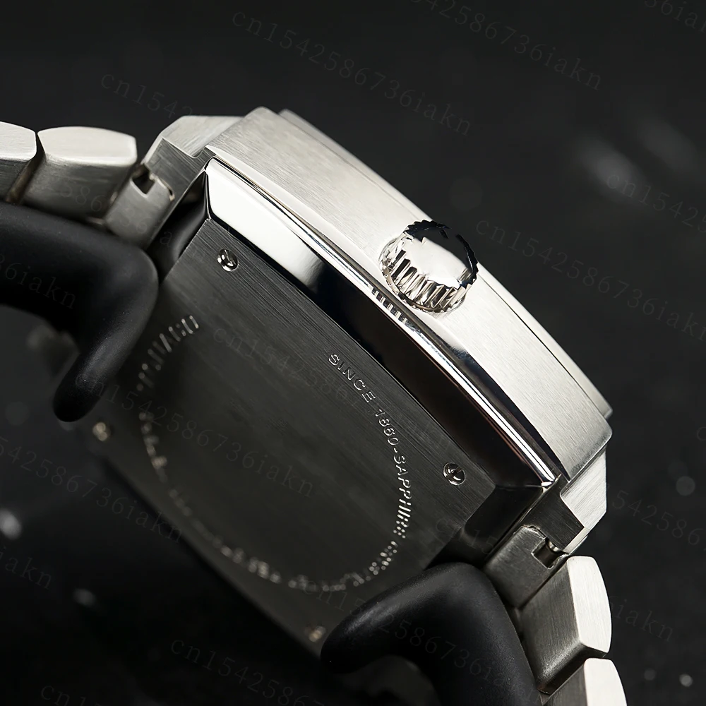 2022 Fashion New Square Color Bar 37mm Men's Leisure Sports Sapphire Mirror Stainless Steel Material Waterproof Quartz Watch