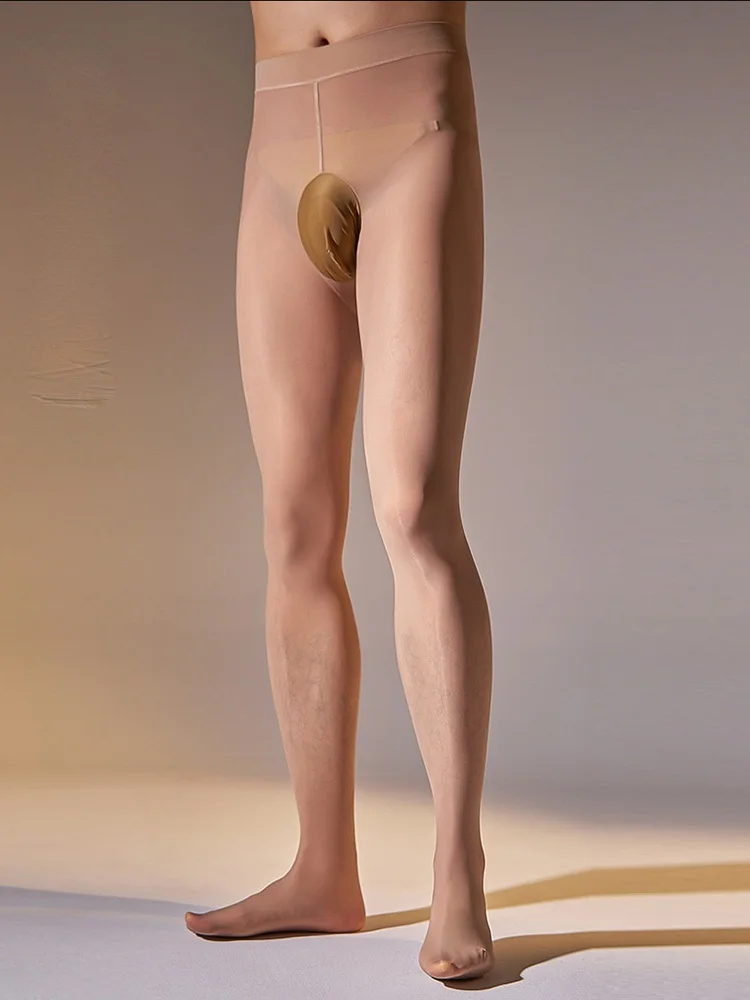 

Men's High Waisted Pantyhose Thin 120D Autumn Winter Tight long Johns Matte Glossy Big Elastic Foot Shape Comfort Pouch Sheath