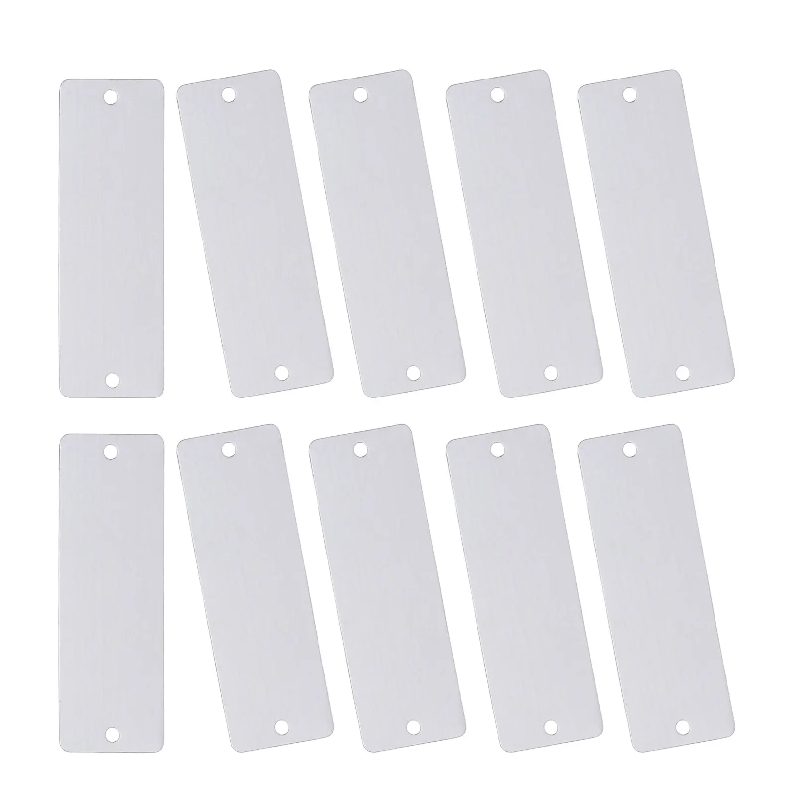 10Pcs 스테인레스 스틸 이름표 블랭크 70x25mm 직사각형 조각 태그 사전 드릴링 구멍 매끄러운 표면 산업용 사무실 DIY