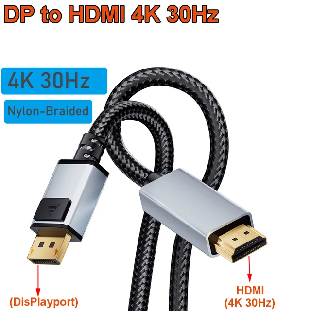 JZK 1.8M Câble DisplayPort Vers HDMI 2.0 4K Pour Ordinateur Portable/PC