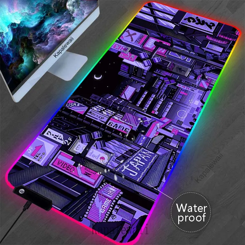 

LED Colorful Neon Large Mousepad XXL Office Mouse Pad Computer Desk Mat Waterproof Rubber Table Carpet Gaming Speed Keyboard Pad