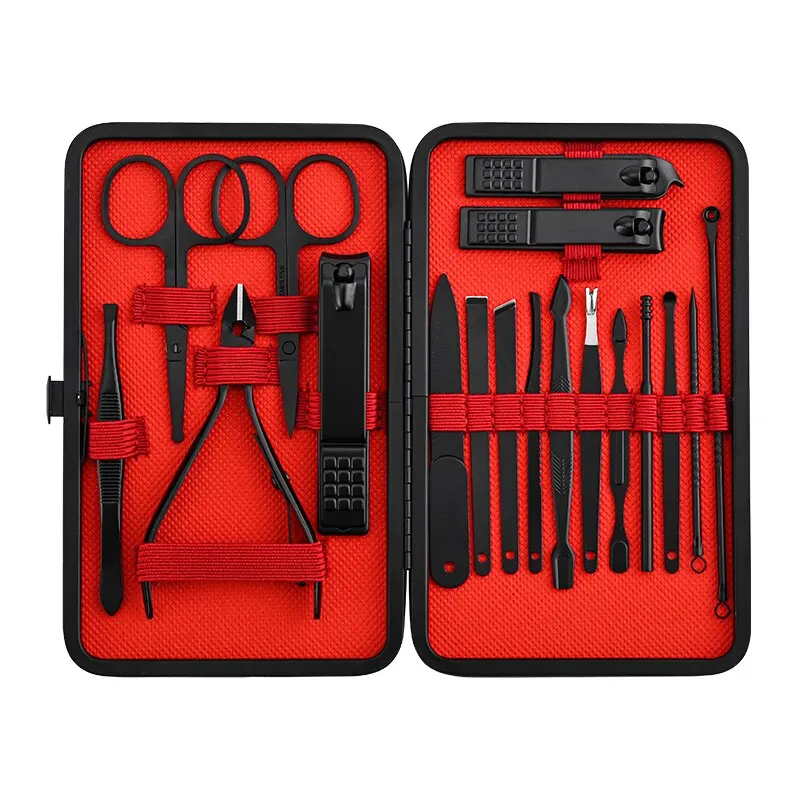 Nail Clipper Set Nail Care Kit Beauty Set Manicure Pedicure Kit Manicure Nail Clipper Set Manicure Sets Manicure Set Nail Clippers Kit Nail Clipper Nail Clippers Home Nail Clipper Set Black Nail Clipper Set Beauty In 18-Piece Pu Box To Remove Dead Skin Portable