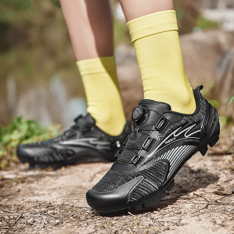 Women's Breathable Mountain Bike Off-road Shoes Men's Wear-resistant Rotating Shoes Anti Slip Hard Soled Racing Road Bike Shoes 6