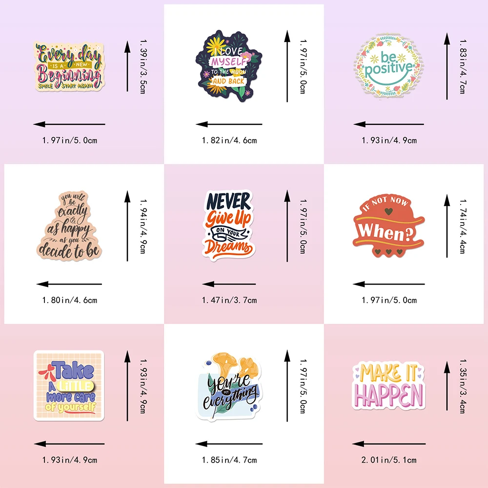 52PCS Frasi motivazionali Adesivo La va ispiratrice Vieni su laptop fai da te Sala studio Scrapbooking Adesivi decalcomanie graffi  26