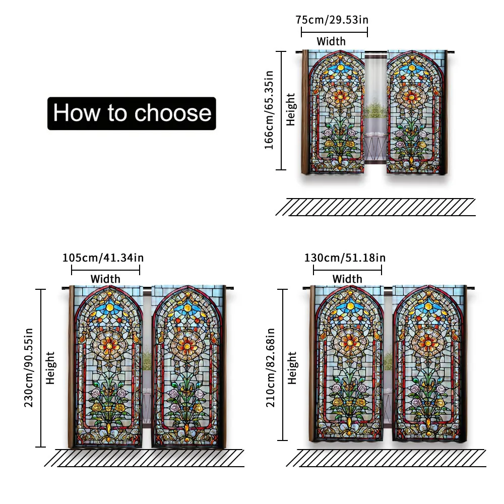 2Pcs European Chic Gothic Floral Curtains Colorful Curtains Suitable For Bedroom Bathroom Living Room Dining Room Study Room 6