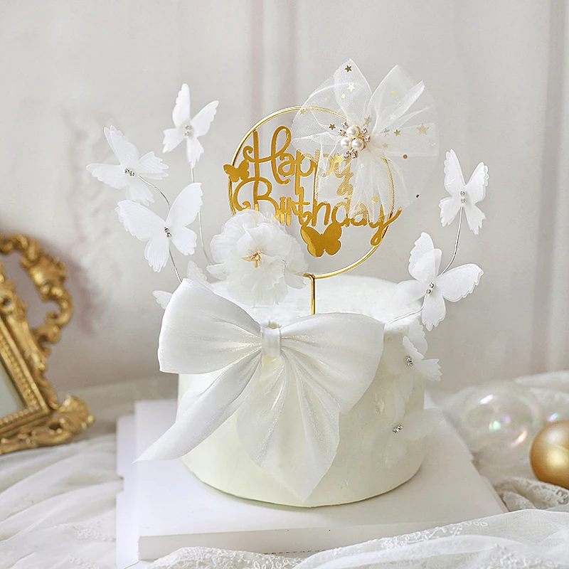 

Goddess's Day Acrylic Girl Happy Birthday Wedding Cake Topper Queen Gold Ball Dessert Card Bow Yarn Surrounding Baking Supplies