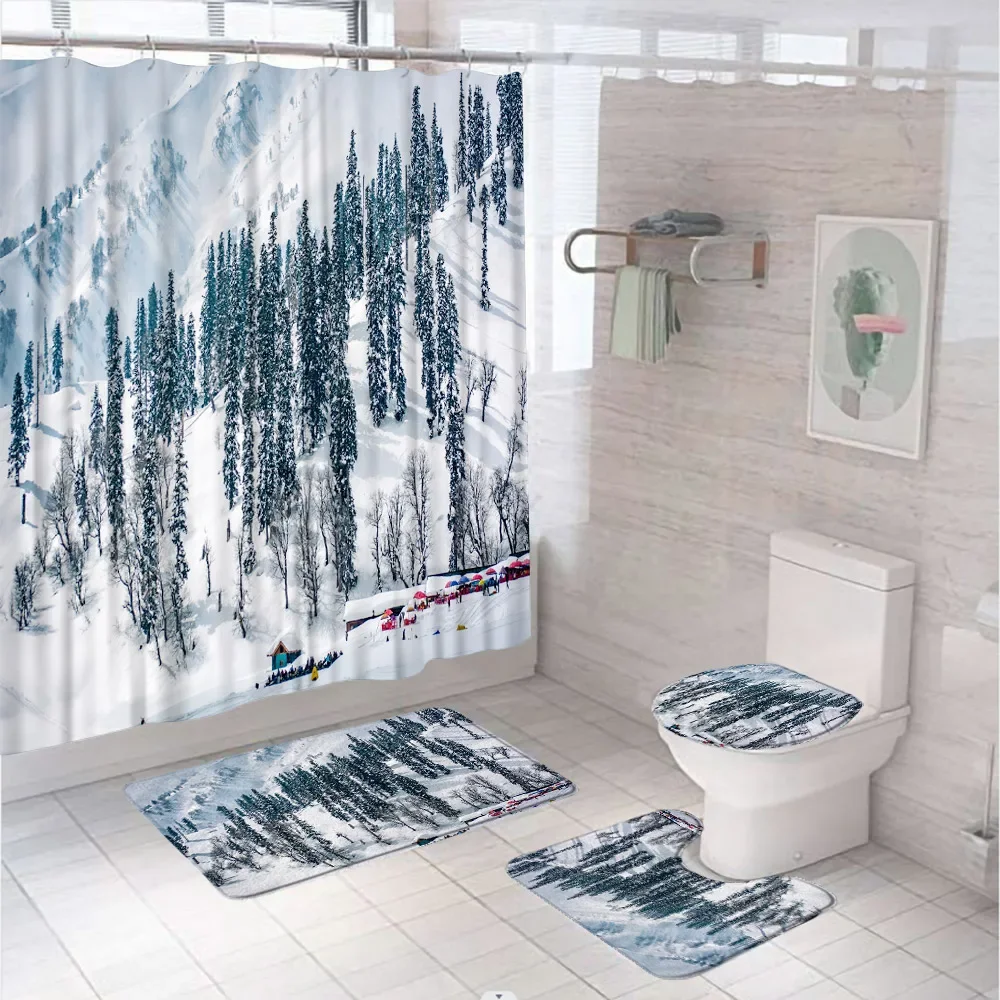 Cortina Banheiro Renaiss - Inverno Neve | 182x192cm