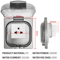 IP65 Waterproof Outdoor Socket, 16A High Power Wall Plate, 250V US/Thai Style 10A Receptacle, Bathroom & Weatherproof Electrical 3