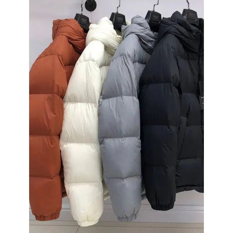 

Winter Hooded Men's 90% White Duck Down Coats Slim Thick Warm Solid Color Hooded Fashion Casual Down Jackets Male