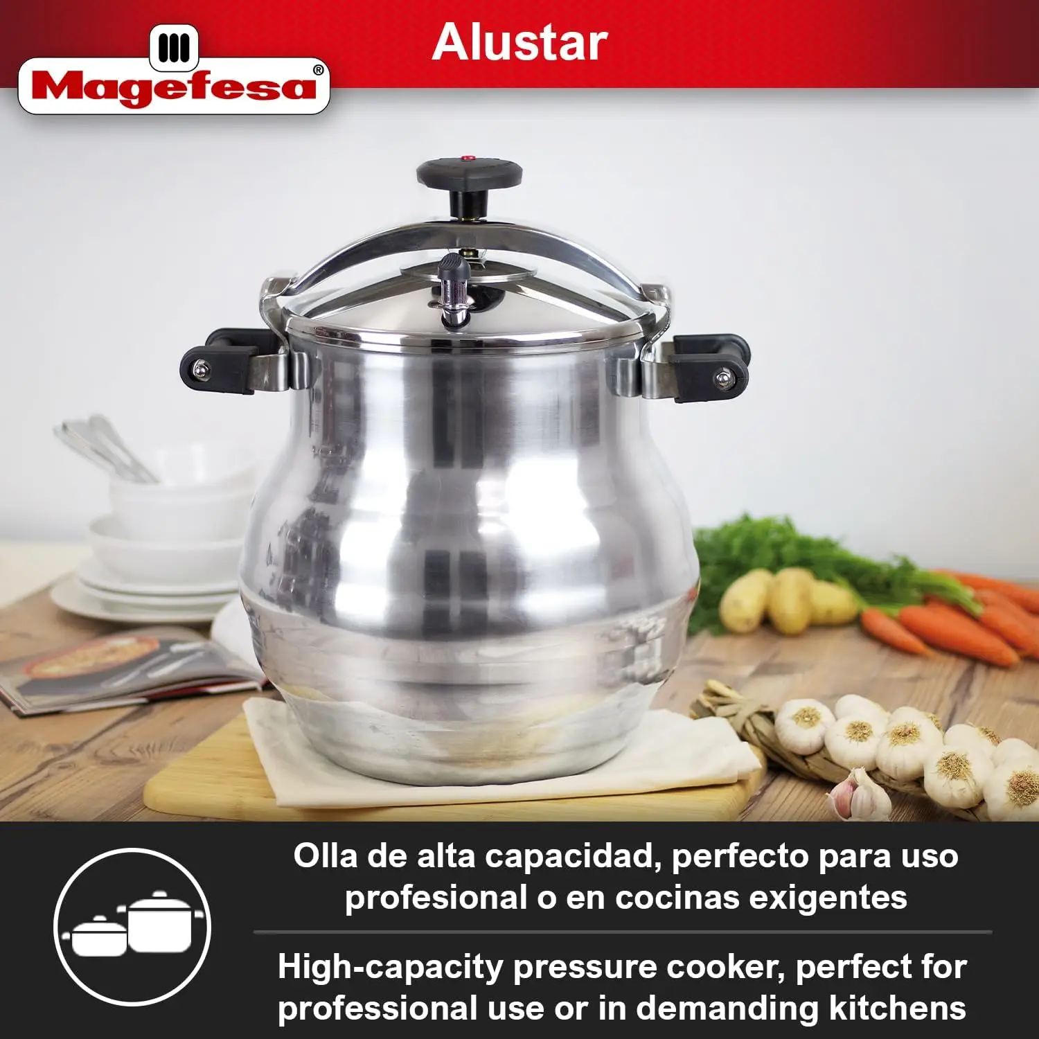 Quart Pressure Cooker, recommended use for professionals, made of extra thick aluminum, express, has a Th 3