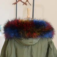 Winter Faux Raccoon Fur Collar For Women Jackets Coat Hooded Fur Trims Strip Clothing Detachable Soft Plush Collars Accessories 2