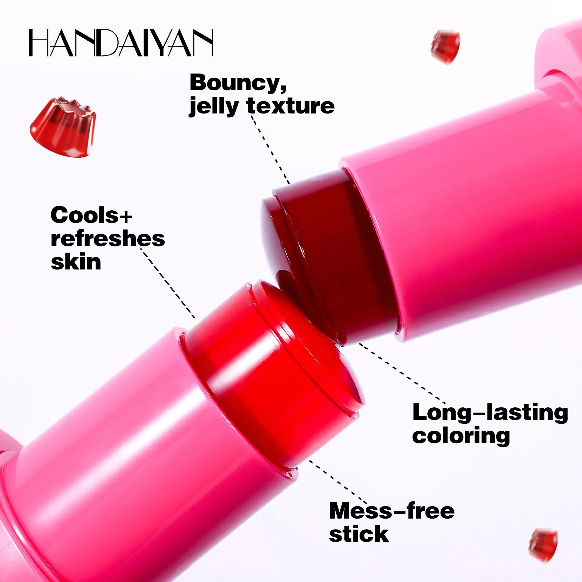 Lip and Cheek Jelly Blush Stick Lipstick Jelly Blusher Stick Makeup Water Tint Stick Lightweight Long Lasting Cosmetics