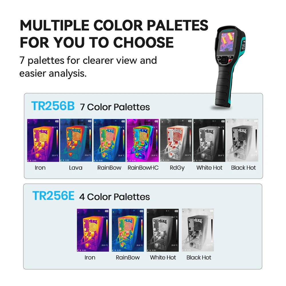 Mileseey TR256B TR256E IR Thermal Imager Camera 256*192 Resolution 7 Palettes with 2MP Visual Light 25HZ 13 Languages NETD 40mK