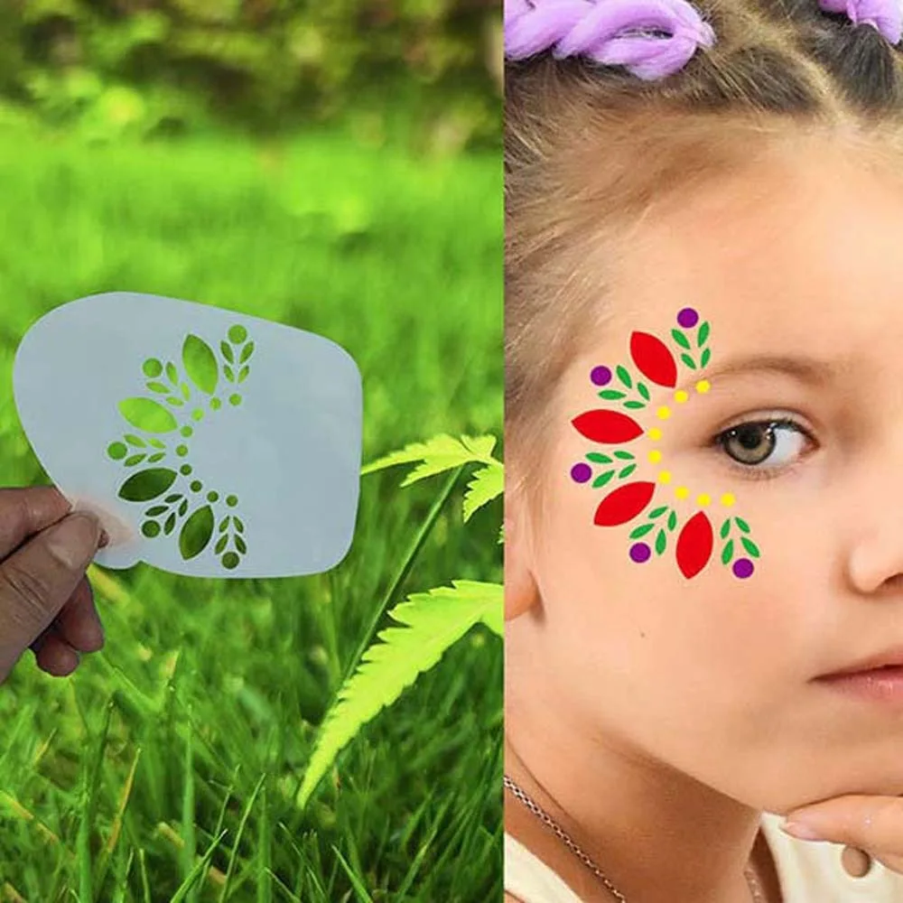 Description Picture 4 of itemReusable Face Paint Templates Multiple Pattern Hand Painting Body Art Paint Stencils Decorative Easy Use DIY Makeup Tools Party