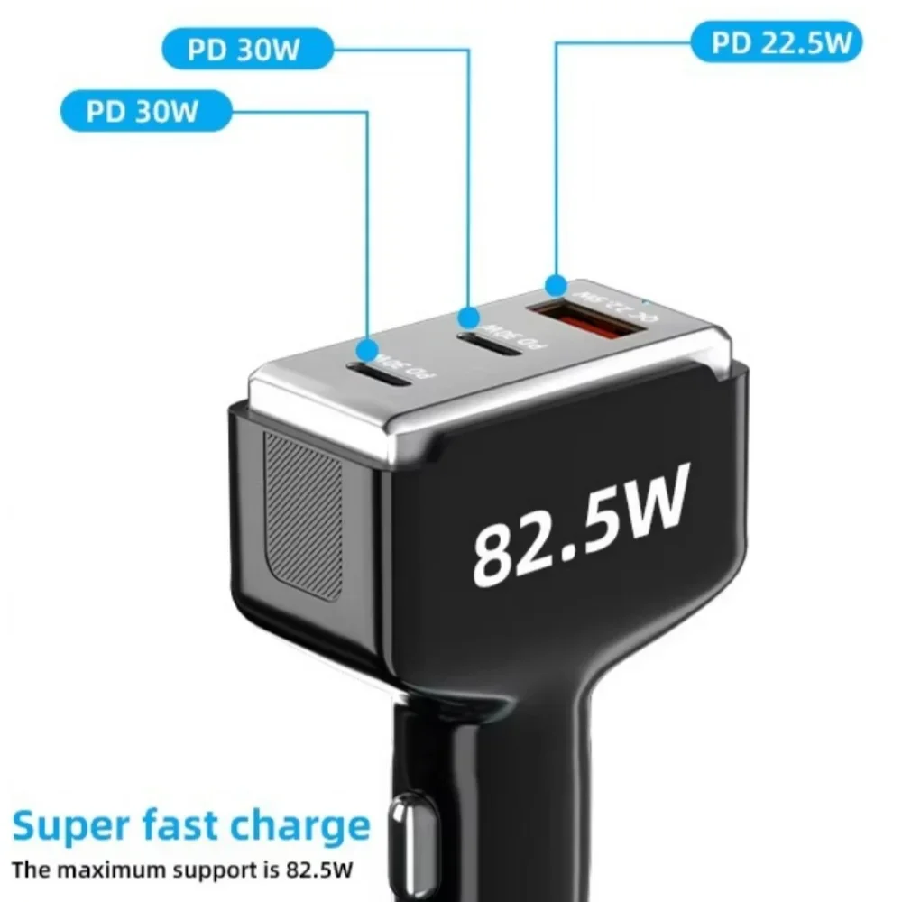 80W USB Car Charger Multi port high-power Fast Charging Car Charger For iPhone Xiaomi Samsung Huawei Mobile Phone
