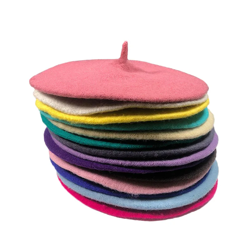 Wool Berets French Artist Style Warm Winter Beanie Hat Women Girl Retro Plain Beret Solid Color Elegant Lady Comfortable Caps 3