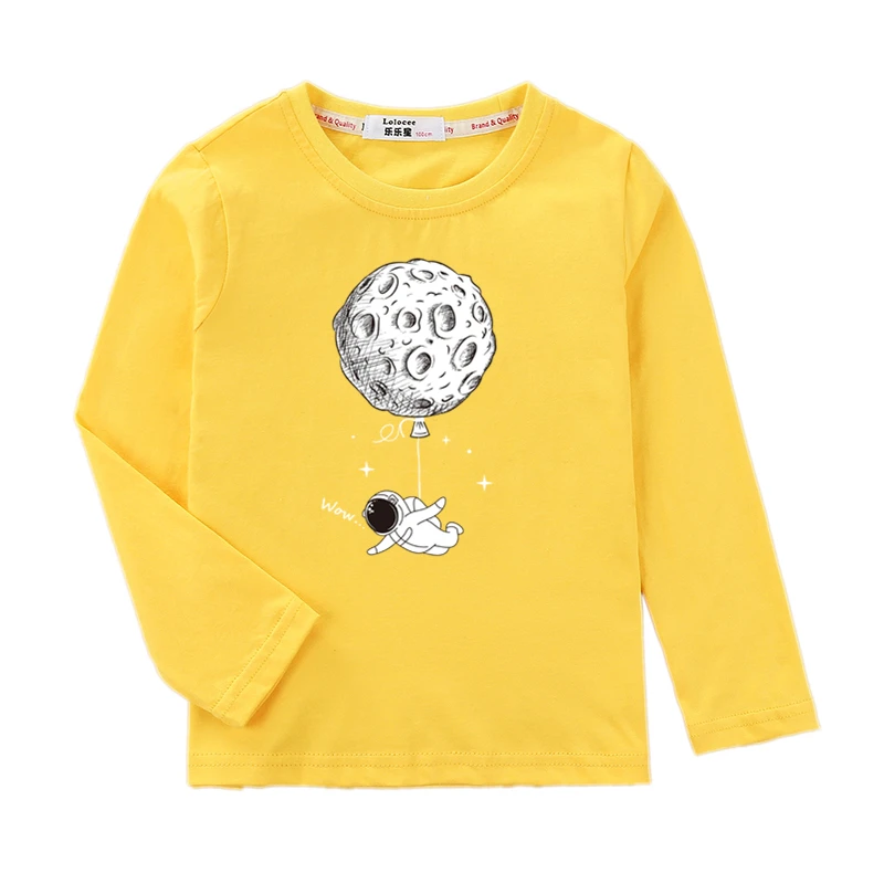 thumbnail image 1 of Camisa de manga larga para niños, camiseta divertida de astronauta, ropa de algodón para primavera y otoño, camisetas de moda para niños astronautas, 1 of 5
