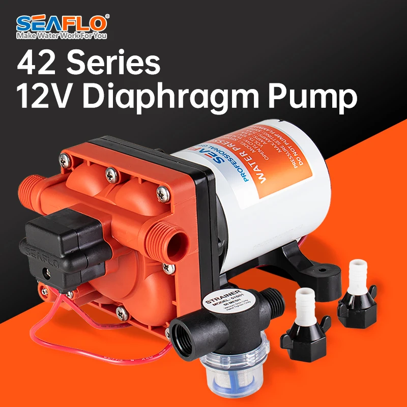 Seaflo-42 серия диафрагменный водяной насос, 3,0 gpm, 55psi, 12V, самовсасывающий, корабль, RV, автофургон, поставка высокого давления, 4 камеры