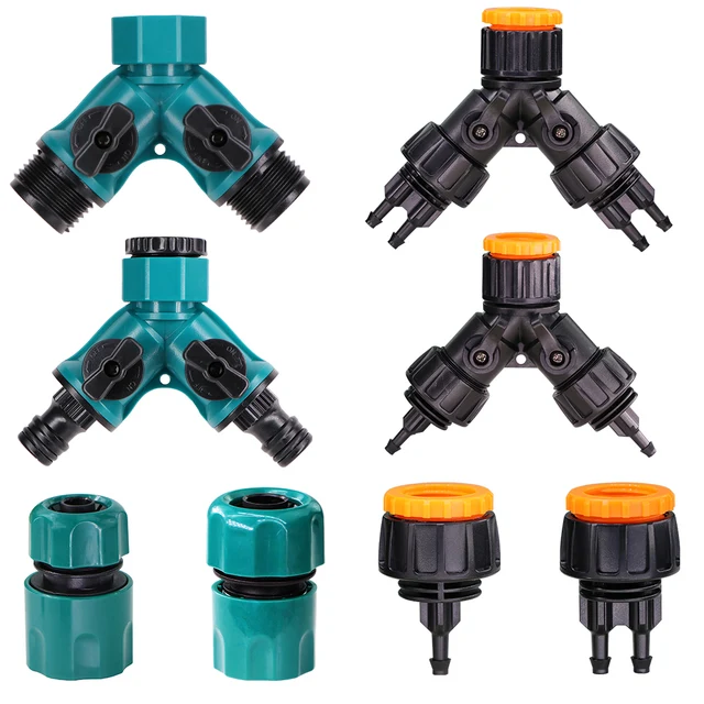 Kerti Öntözési Csatlakozó 2 Út Négyirányú Elválasztó 1/2 "3/4"-1/4 "Barb Wage Cső Adapter, Amely Alkalmas Növényi Öntözésre
