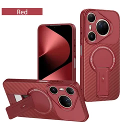 Magnetic Mounting Bracket Protective Phone Case with Enhanced Back Cover Design for Huawei Pura 80 Pro (Red  pdtqcxzj)
