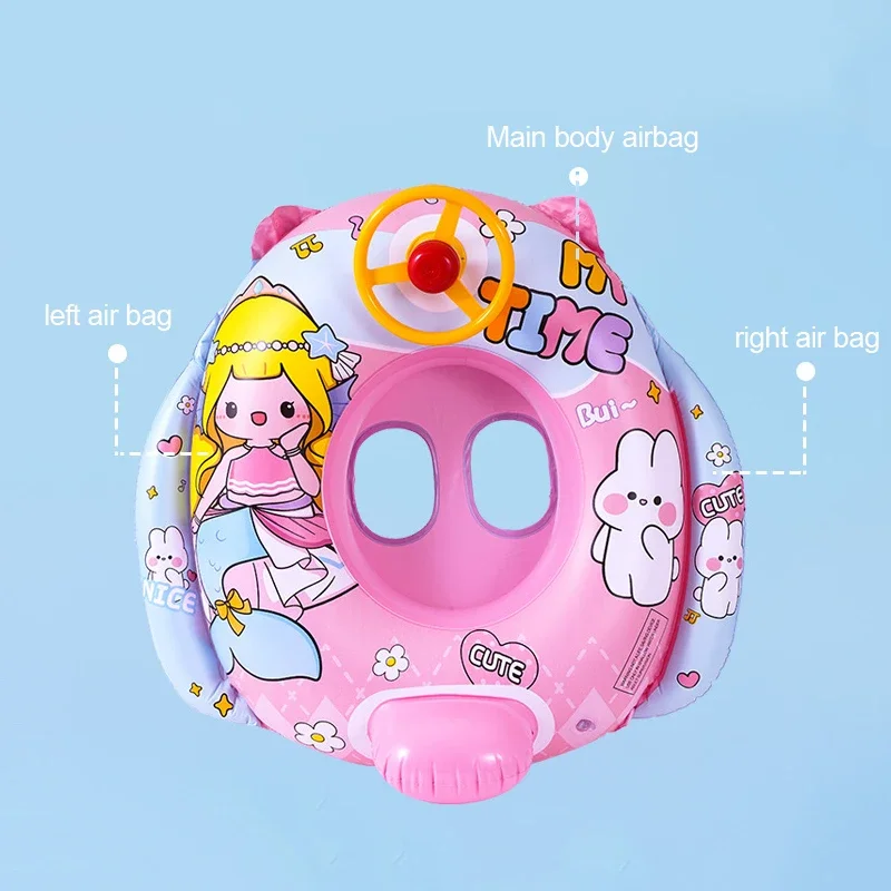 Environment PVC Children Swimming Rings Water Toys Beach Pool Baby Inflatable Swimming Circle with Steering Wheel Water Toys 3