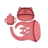 Baby Fork Spoon Plate Set With Suction Cup Children Eating Bowl Self-Practice Training Bowl Baby Complementary Tableware Set 4