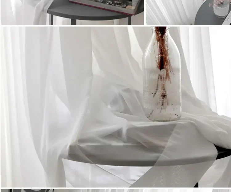 White Tulle Curtains - Sheer Voile Window Drapes for Living Room and Bedroom