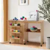 Costway Folding Sewing Table, Multipurpose Craft Station Desk, Display Cabinet With Shelves Storage, Lockable Wheels, Rolling 2
