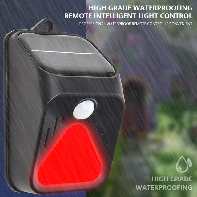 Waterproof Solar Powered Alarm Light Siren Remote Control Motion Sensor Detector Strobe Alarm Pet For Home Yard Outdoor Security 4