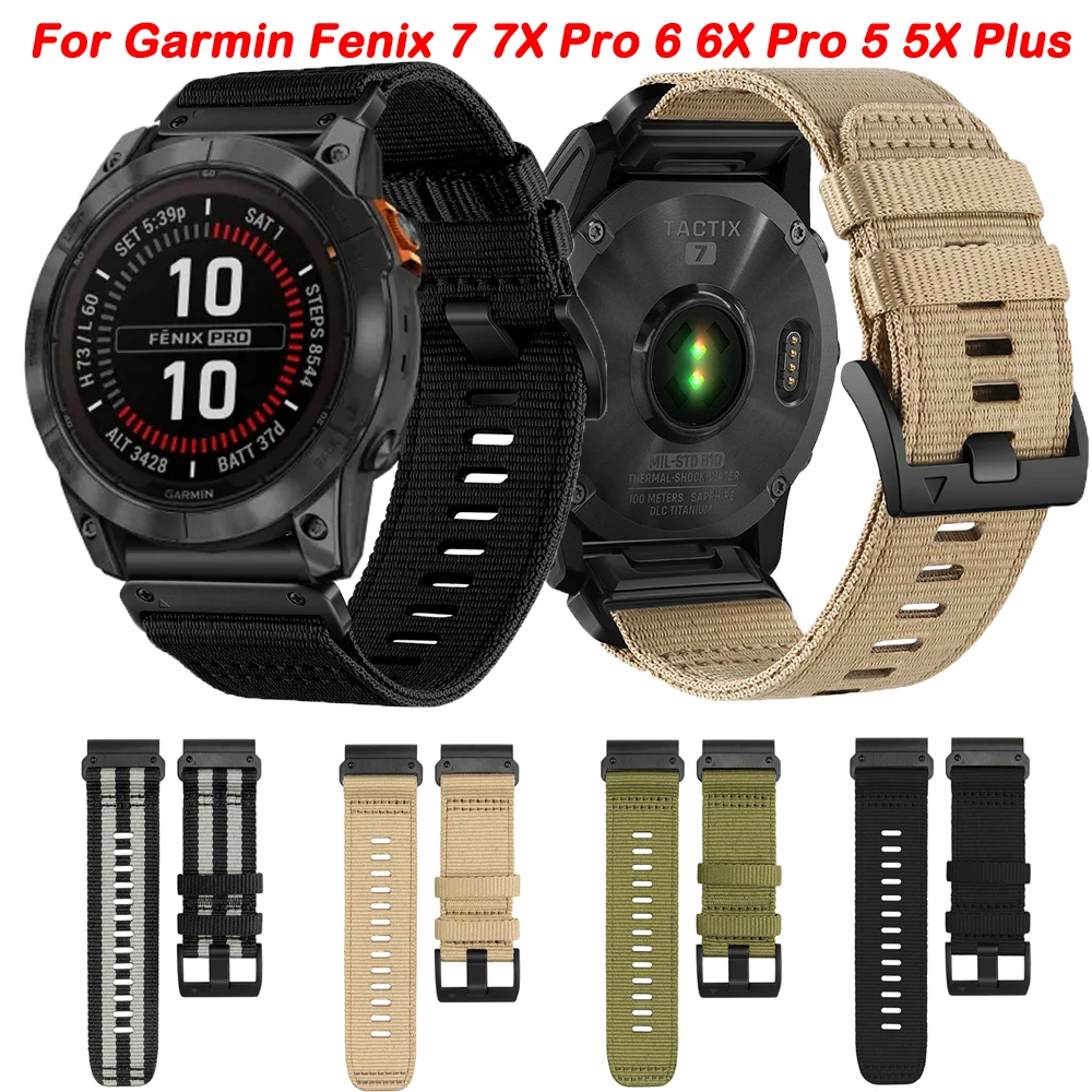 

22 26mm Trail Loop Nylon Strap For Garmin Fenix 7X 7 Pro 6 6X Pro 5 5X Plus Quick Fit Wristband 3 HR Tactix Sport Band Bracelet