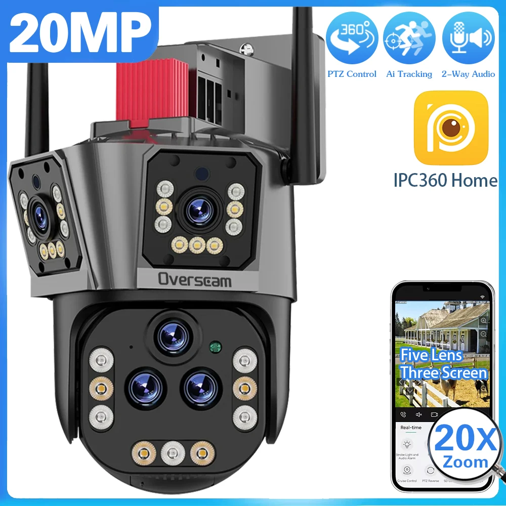 20MP 20X Optical Zoom 5 Lens 3 Screens WiFi PTZ IP Camera Wireless ...