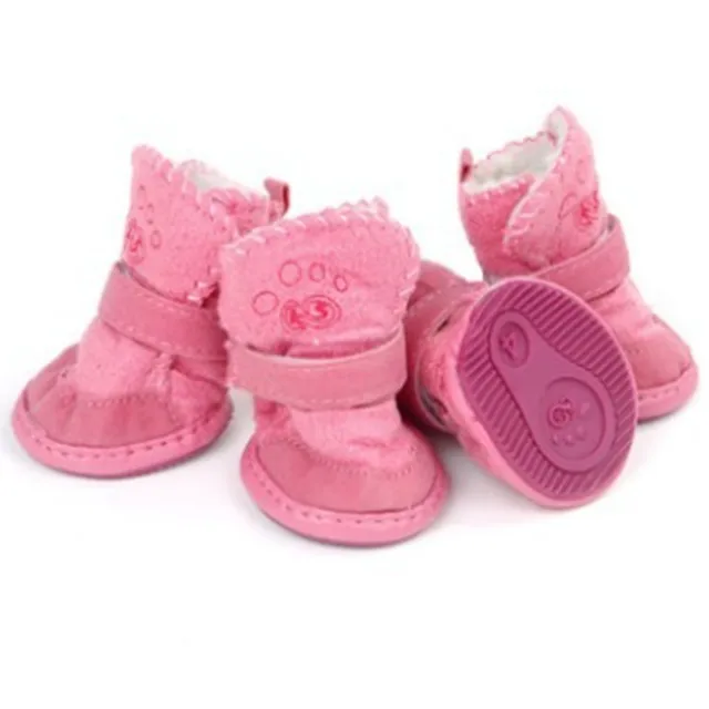 Pet Dog Shoes 4pcs Thick Warm Rain Snow Carton Boots Prewalkers Walking Puppy Sneakers Dog Accessories 4