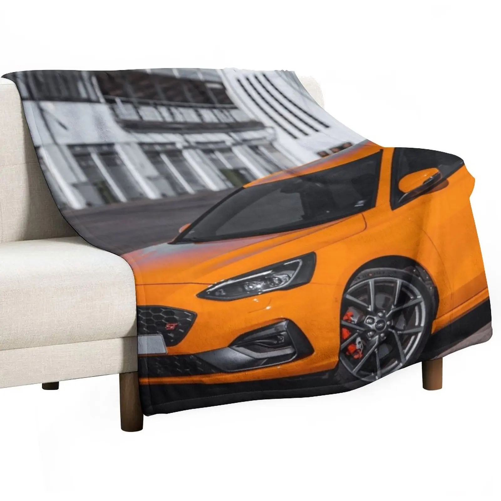 

Ford Focus ST on a racetrack Throw Blanket valentine gift ideas Custom Blanket Personalized Gift Picnic Blanket