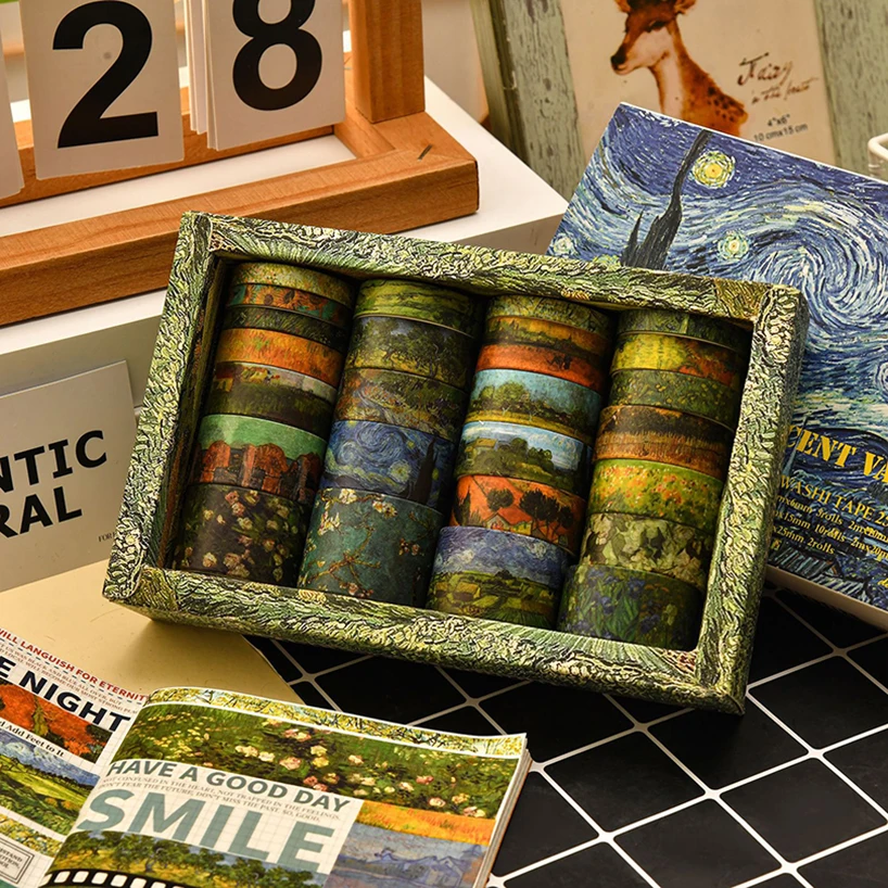 25 Rolls Van Gogh Washi Tapes Journaling Supplies Washi Tape Oil Painting Diary Cinta Adhesiva Decorativa Scrapbooking Washitape 2