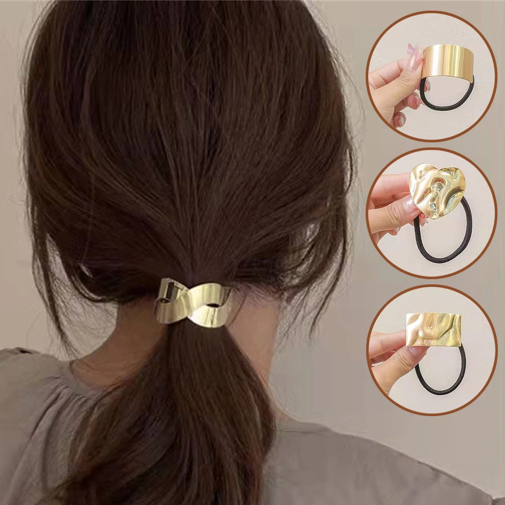 

Fashion Metal Hair Ties Gothic Punk for Women Girl Elastic Hair Rope Ponytail Holder Headwear Hair Accessories