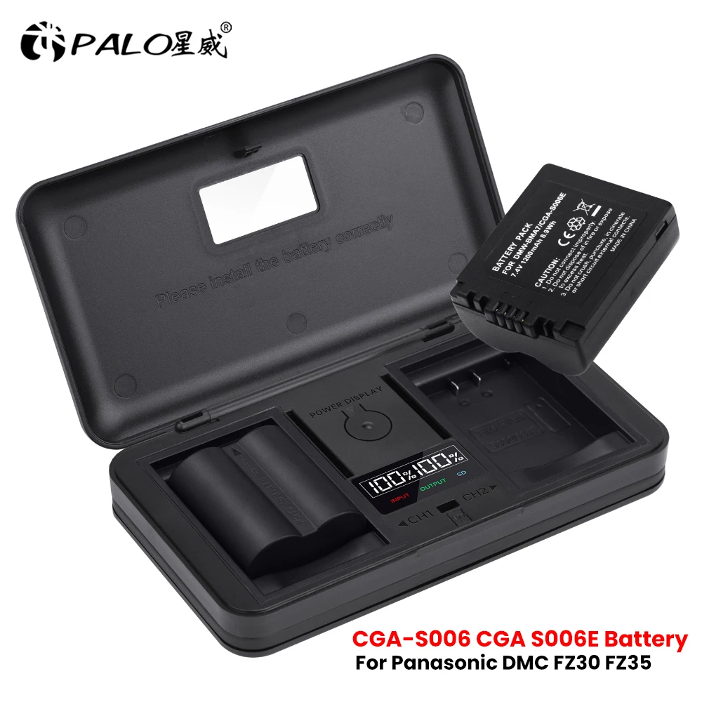Palo Cga-S006 Cgr Cga S006E S006 S006A Dmw Bma7 Batteria Con Custodia Per Caricabatterie Per Panasonic Dmc Fz30 Fz35 Fz38 Fz50 Fz7 Fz8 Fz18