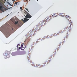 Colorful Chic 120cm Crossbody Phone Lanyard Necklace with Nylon Patch and Snap Closure - Polyester / Nylon (Kaki zi white)