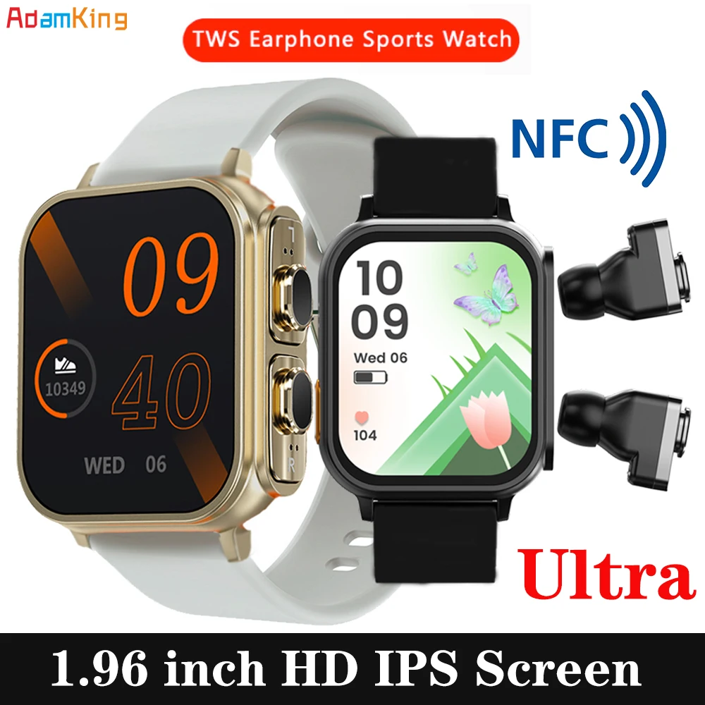 2023 New 2 In 1 Wireless Blue Tooth ENC Noise Cancelling TWS Earphones Smart Watch 1.96