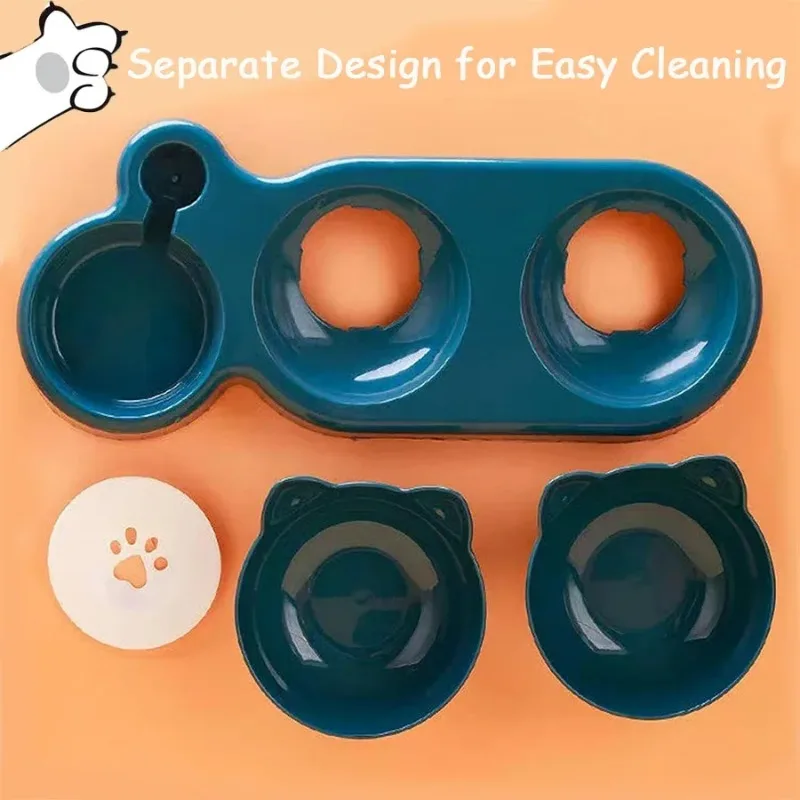 Cat Food Bowl Double Neck Protection Automatic Drinking Anti Overturning Pet Supplies