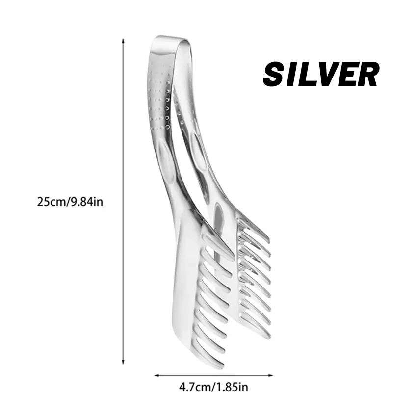 1PC Stainless Steel Food Tongs Comb Shaped Thickened Kitchen Utensils et Cooking Tool Golden Stable Anti Heat Bread Clip