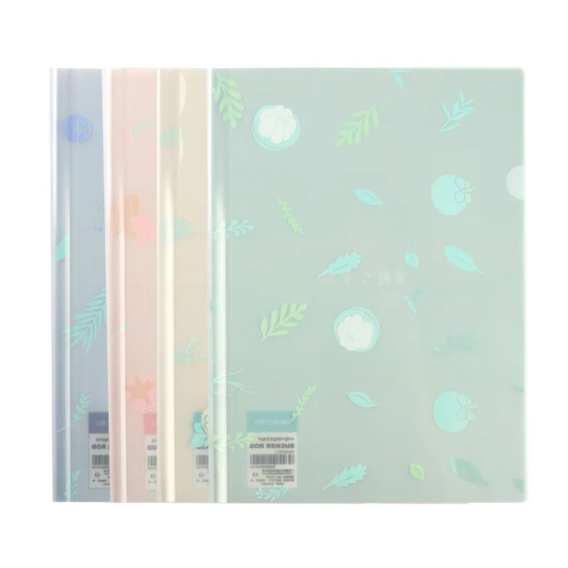 10pcs Flowery Draw Rod Folder A4 Paper Folder Spine Bar Report Cover Slide Grip File For Documents