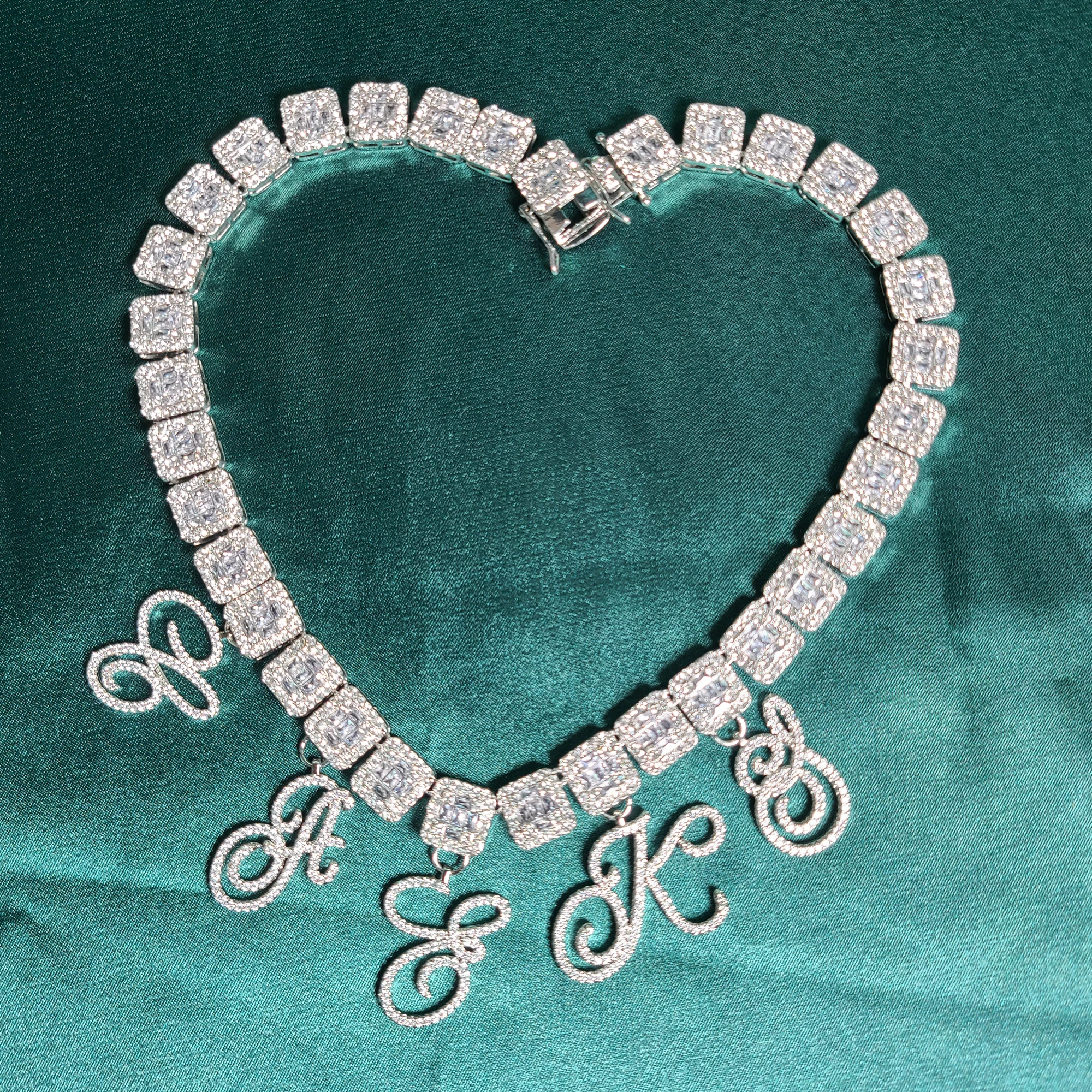 Icy Script Letters Choker, Custom Name Necklace, Personalized Spaced Letters Necklace, Bling Prom Jewelry, Gifts for Her