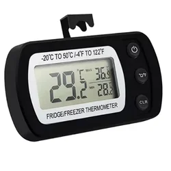 Digital LCD Display Refrigerator & Freezer Thermometer with Hook and Anti-Humidity Function (Black)