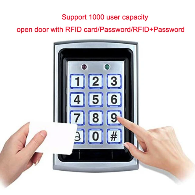 RFID Metal Access Control EM Card Reader Keypad 1000 Users Door Bell 125KHz Card Reader Keypad  For Door Access Control System 4