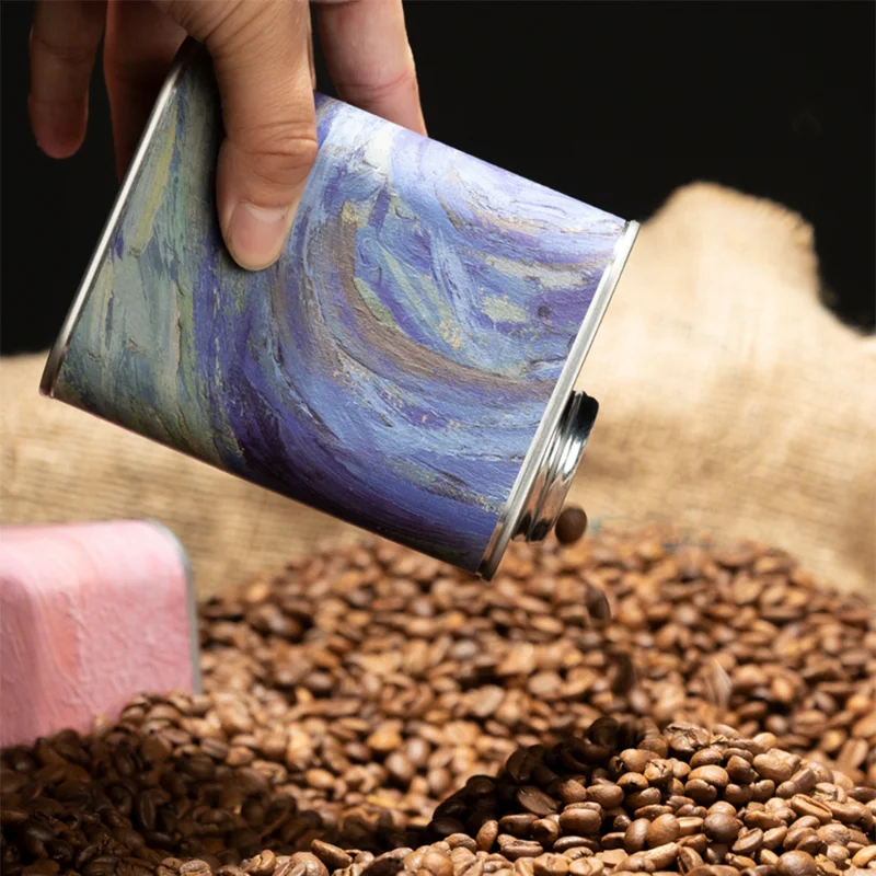 Coffee Bean Sealed Can Tinplate Box Kitchen Storage Food Grade Storage Preservation Tin Can Barista Storage Tool 150g 200g