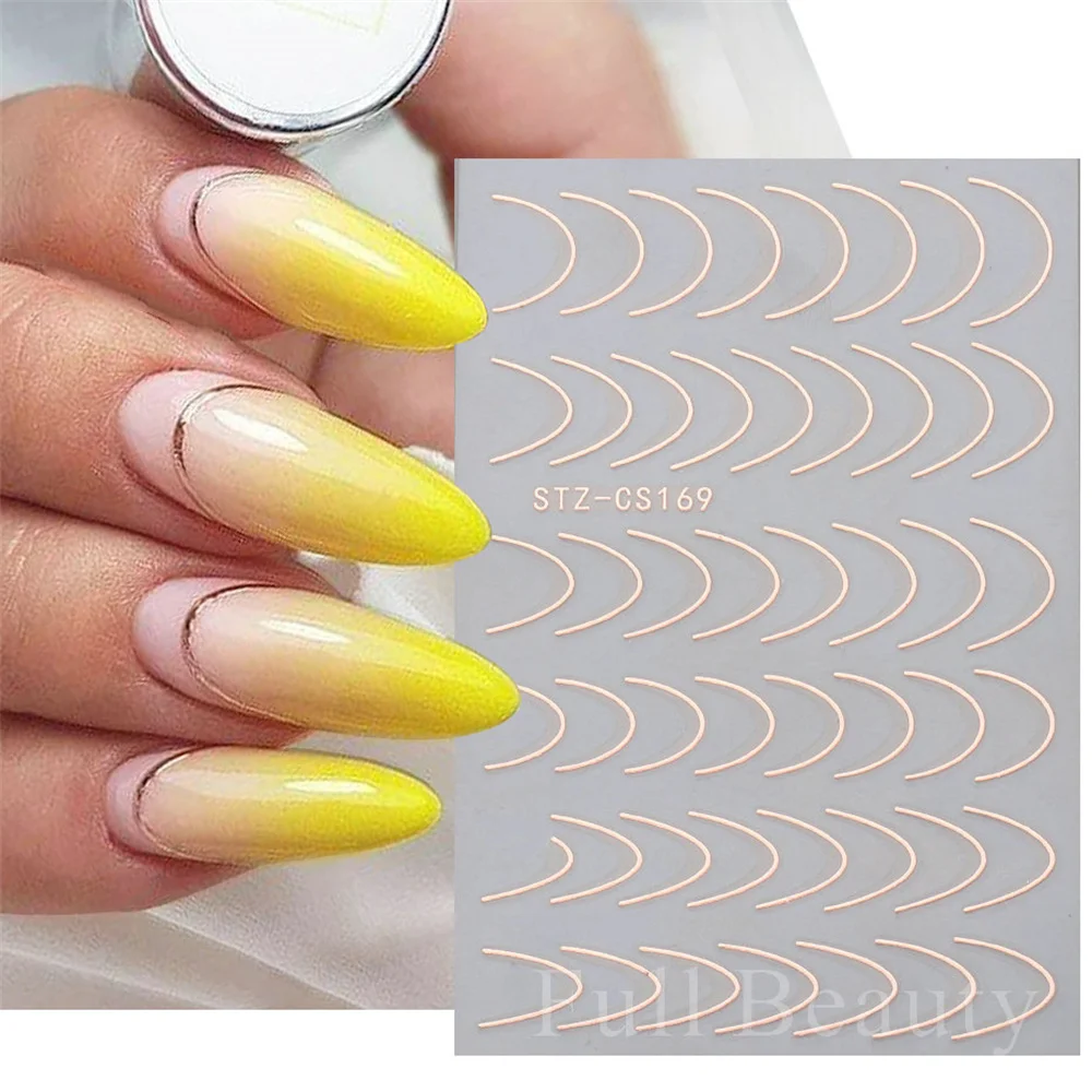 French Nail Stickers 3d Design French Romance Fashion Nail Accessories Metal Line Stickers Art nail stickers